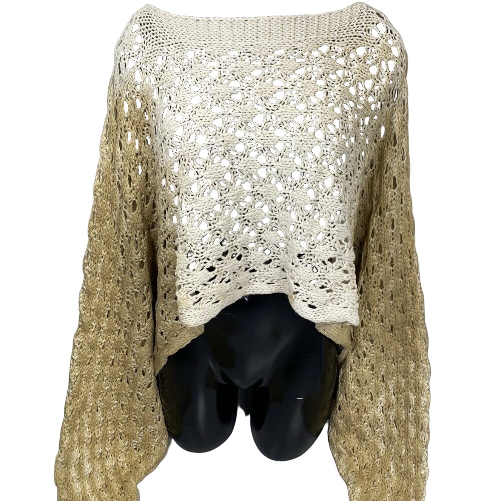 Sanctamuerte Women's Maglia Mesh Cropped Sweater Size S Sand Shell/Gold